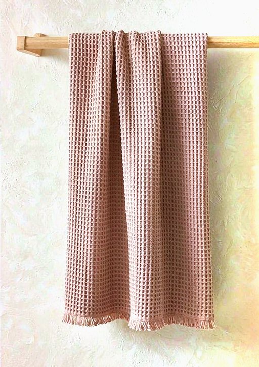 Waffle Bath Towel in Clay Rose