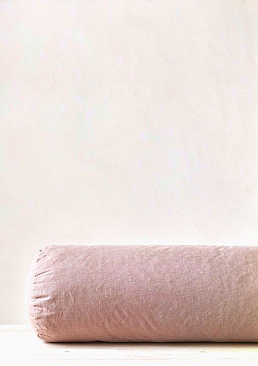 Linen Bolster Cushion in Clay Rose